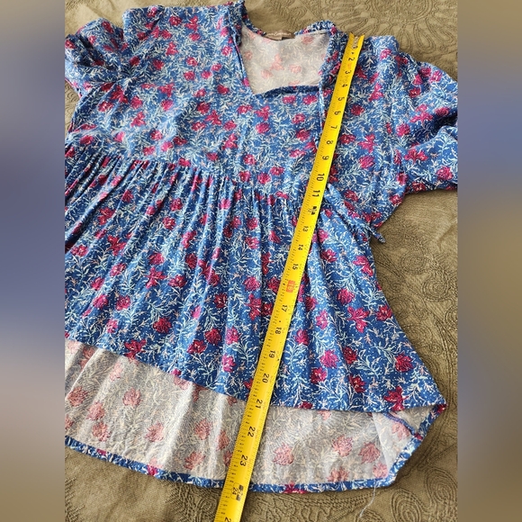 Floral Blue and Pink Women's Top - Picture 5 of 9